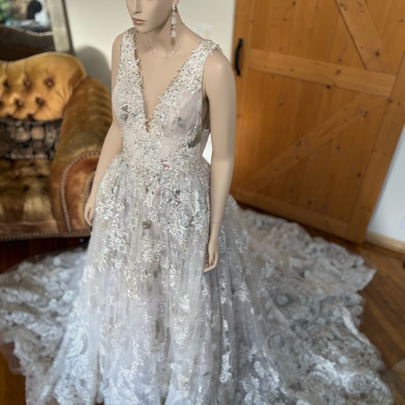 YSA Makino Size 10 lace Floral one of a kind ball gown. - Picture 2 of 16